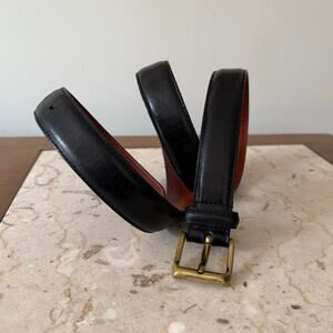 Vintage COACH 5950 Men Black Leather Belt Solid Brass Buckle Size 38 Handcrafted